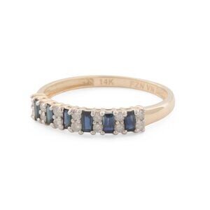 GEMOLIO Gold/Sapphire 14kt Gold Sapphire And Diamond Band Ring